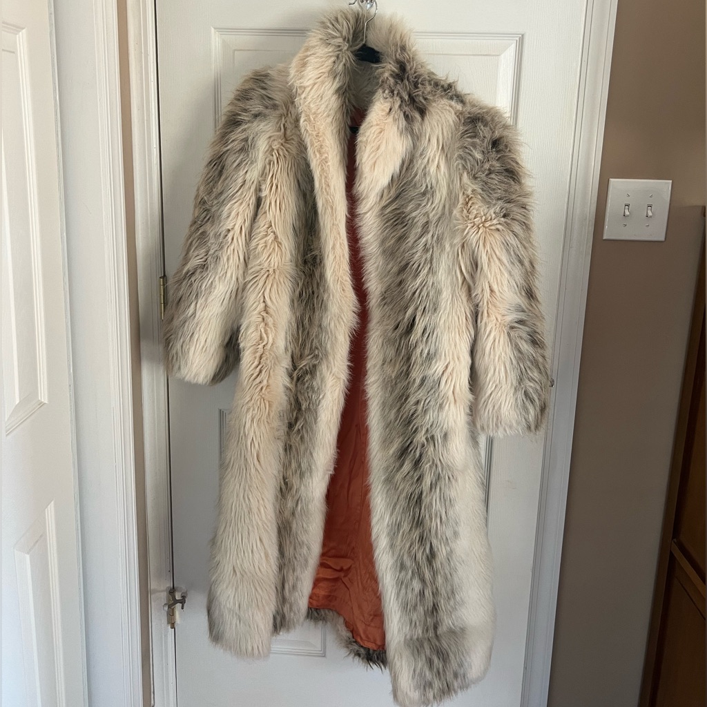 Vintage Jordache Cream And Brown Faux Fur Coat